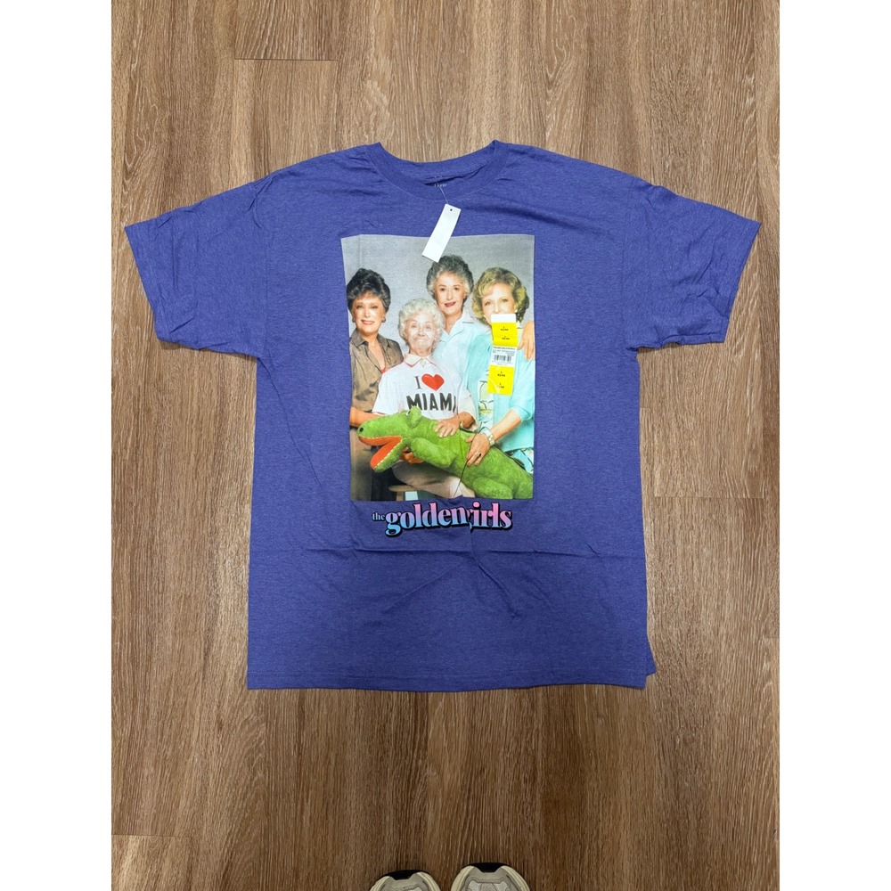 The Golden Girls Mens Purple Graphic T-Shirt Cast Photo Retro TV Show Large NWT